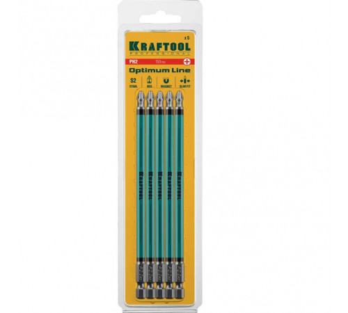 Бита PH2, 150 мм, Е 1/4" KRAFTOOL Optimum Line