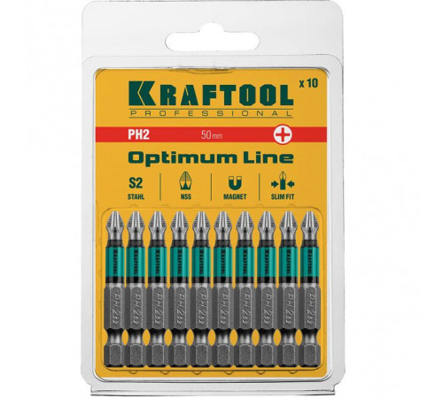 Бита PH2, 50 мм, Е 1/4" KRAFTOOL Optimum Line