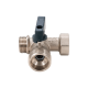Кран шаровой трёхппроходной для сантехнических приборов 1/2"х3/4"х1/2" вн-нар-нар, флажок AQUALINK