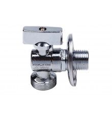 Кран шаровой угловой с удлинено резьбой ММ 1/2" х 3/4" флажок, Cr AQUALINK
