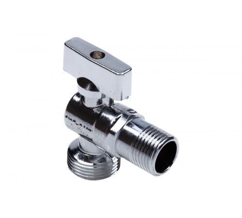 Кран шаровой угловой с удлинено резьбой ММ 1/2" х 3/4" флажок, Cr AQUALINK