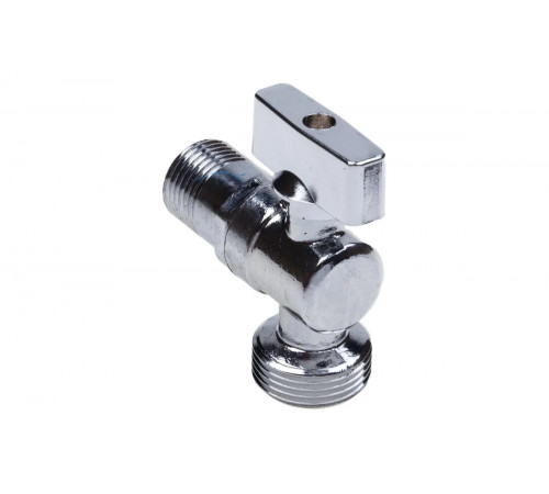 Кран шаровой угловой с удлинено резьбой ММ 1/2" х 3/4" флажок, Cr AQUALINK