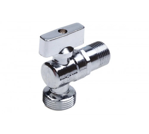 Кран шаровой угловой с удлинено резьбой ММ 1/2" х 3/4" флажок, Cr AQUALINK