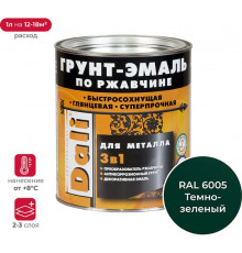 Грунт-эмаль по ржавчине 3 в 1 Зеленый мох RAL 6005 2 л DALI