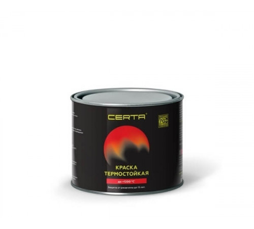 Эмаль термостойкая антикоррозионная Черная (RAL 9004) 0,4кг (1200°С) CERTA