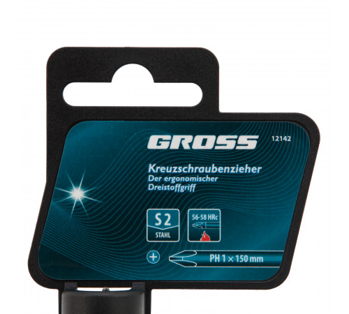 Отвертка PH1 x 150 мм, S2, трехкомпонентная ручка Gross
