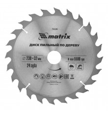 Пильный диск по дереву, 230 х 32 мм, 24Т Matrix Professional