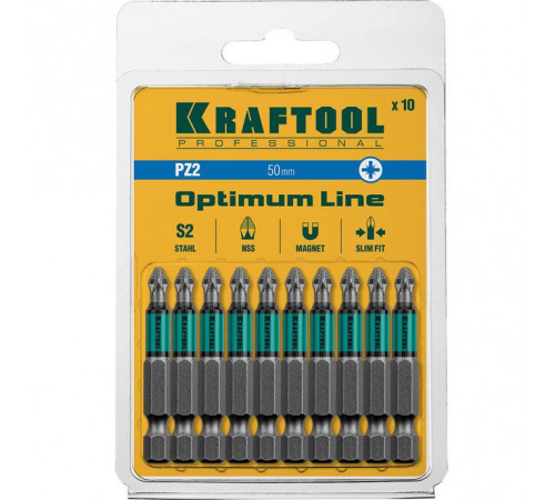 Бита PZ2, 50 мм, Е 1/4" KRAFTOOL Optimum Line