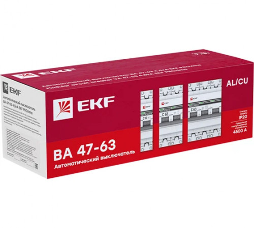Автоматический выключатель 1P 20А (C) 4,5kA ВА 47-63 EKF PROxima