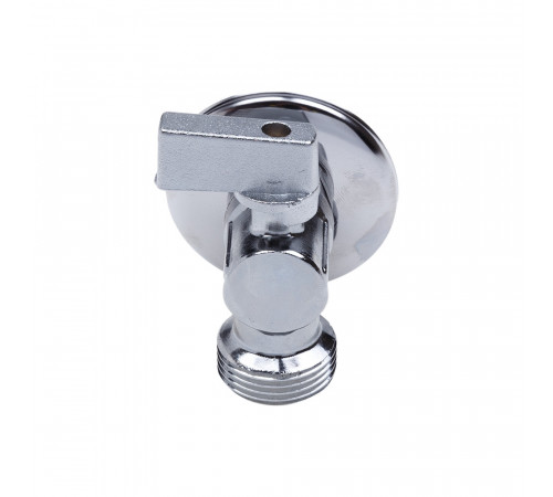Кран шаровой угловой с обратным клапаном ММ 1/2" х 3/4" флажок, Cr AQUALINK