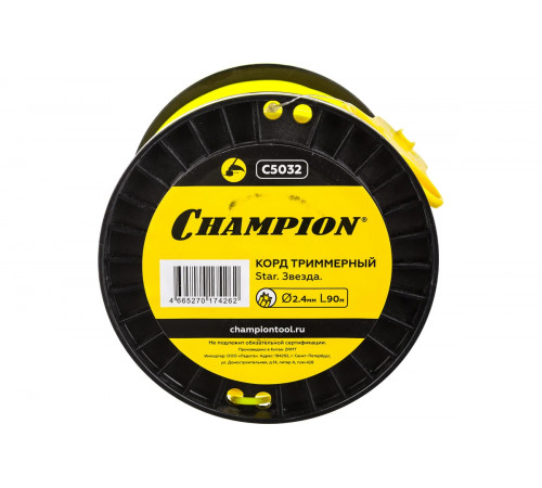 Леска триммерная, 2,4 мм х 90 м (звезда) Champion Star
