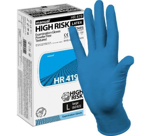 Перчатки латексные, смотровые L Manual High Risk 419