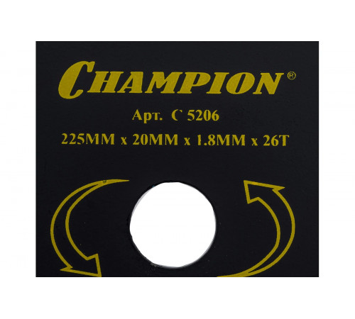 Нож для мотокосы 225 х 20 мм, 26T, с долотообразными зубцами Champion