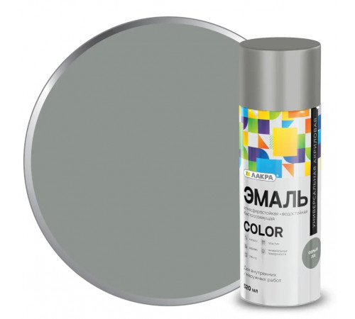 Аэрозольная эмаль акриловая универсальная "COLOR" Серая 301, 520 мл ЛАКРА