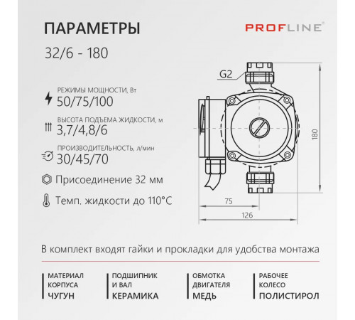 Насос циркуляционный PROFLINE LUX 32/6-180