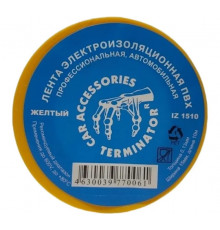 Изолента ПВХ, 15 мм х 10 м, 130 мкм, желтая, автомобильная TERMINATOR