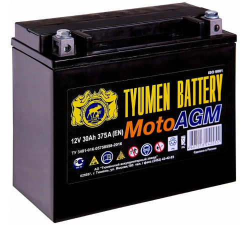 Аккумулятор мото 6МТС -30 AGM TYUMEN BATTERY