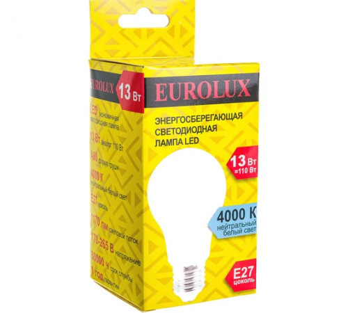 Лампа светодиодная LL-E-A60-13W-230-4K-E27(груша,13Вт,нейтр.,Е27) Eurolux