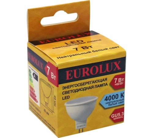 Лампа светодиодная LL-Е-MR16-7W-230-4K-GU5.3(рефлектор, 7Вт,нейтр., GU 5.3) Eurolux