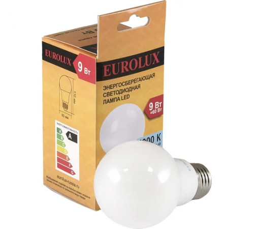 Лампа светодиодная LL-E-A60-9W-230-4K-E27(груша,9Вт,нейтр.,Е27) Eurolux