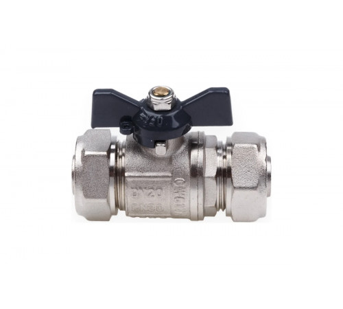 Кран шаровой для МП труб 20 x 20 B бабочка AQUALINK