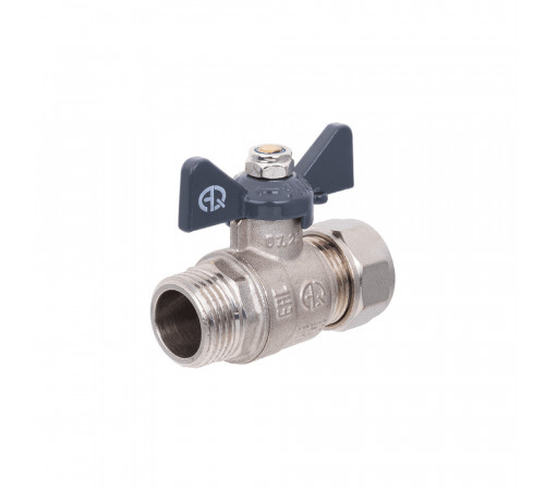 Кран шаровой для МП труб M 1/2 x 20 B бабочка AQUALINK