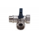 Кран шаровой трехпроходной FMM 1/2" x 3/4" x 1/2" флажок AQUALINK