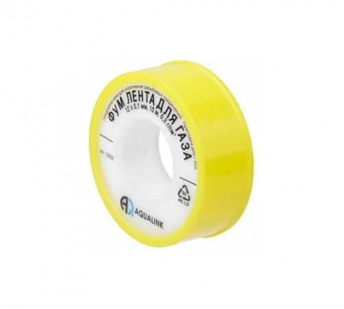 Фум лента 12 х 0,1 мм, 10 м для газа AQUALINK