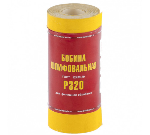 Шкурка на бумажной основе, LP41C, Р 320, мини-рулон 115 мм х 5 м, "БАЗ"
