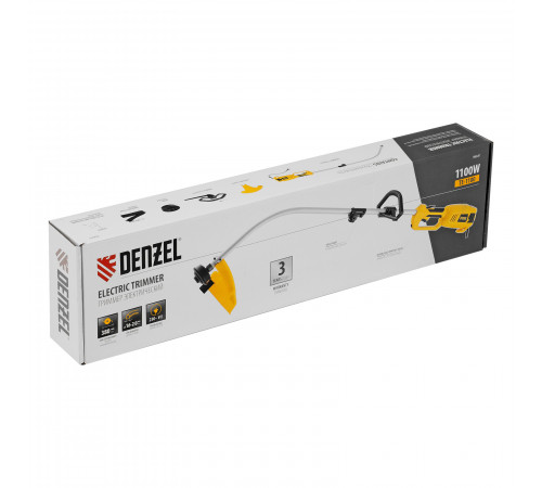 Триммер электрический TE-1100, 1100 Вт, 380 мм, катушка, разборная штанга Denzel